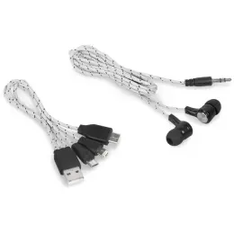 Altitude Orleans 3-In-1 Connector Cable & Earbuds Grey Cable